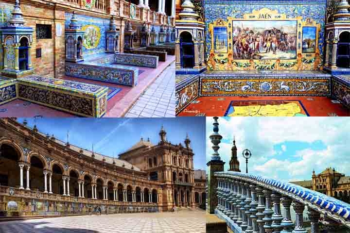 ESPANHA - A Andaluzia apresenta azulejos decorados com motivos geométricos e arabescos, herança islâmica.
 Reprodução: Flipar