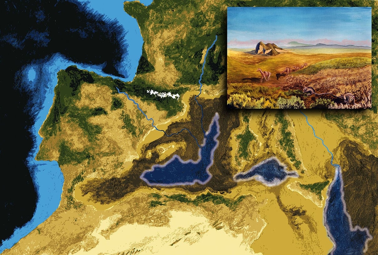 Esse período foi marcado por um evento geológico chamado crise de salinidade messiniana, que afetou vários sistemas naturais, como a hidrosfera, a biosfera, a litosfera e a atmosfera. Reprodução: Flipar