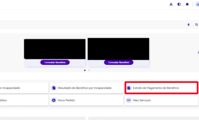 2. Vá em Extrato de pagamento do benefício e, em seguida, selecione o número do benefício.  Reprodução: Flipar