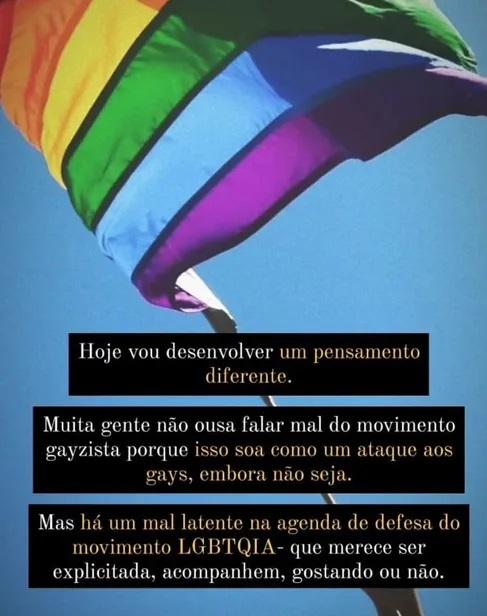 Estudante utilizou termo "movimento gayzista", que é considerado LGBTfóbico. Foto: Reprodução/Instagram