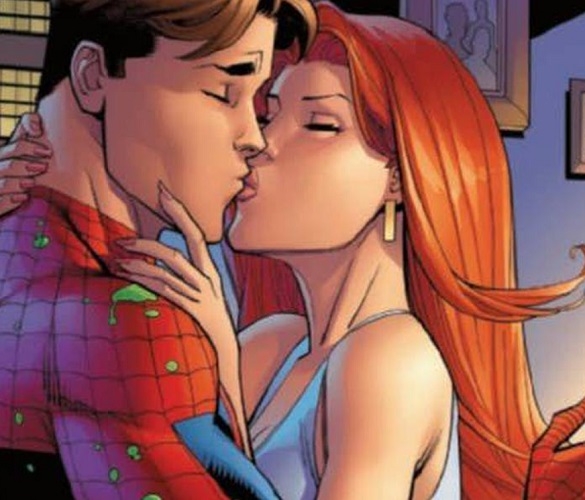 Homem-Aranha e Mary Jane - Outro casal que para muitos fãs está no topo da lista entre os mais conhecidos e mais amados.  Reprodução: Flipar