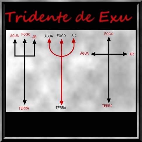 O símbolo de poder do tridente também caminha ao lado de Exu, o senhor que domina todos os elementos que estão simbolizados em cada ponta do objeto: água, fogo e ar. Reprodução: Flipar