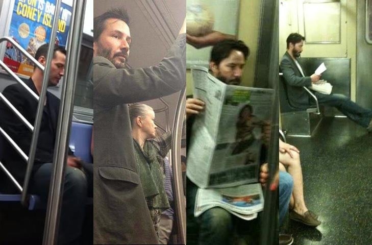 Apesar da fama, Keanu procura levar uma vida normal. Já foi visto várias vezes, por exemplo, andando de metrô.  Reprodução: Flipar