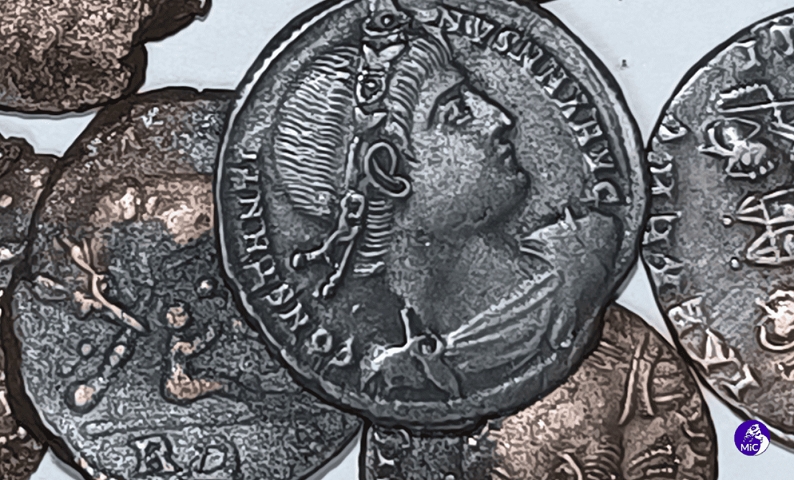 Essas moedas foram feitas provavelmente entre 324 e 340 d.C., porque têm gravuras de Constantino e outros membros da família.