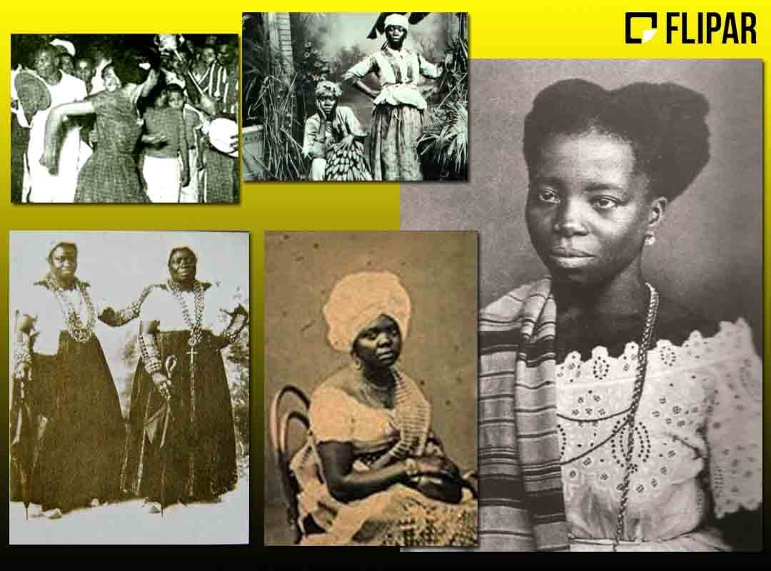 A figura da baiana teve um dos seus nomes mais importantes no início do século XX. Trata-se de Hilária Batista de Almeida, conhecida como Tia Ciata, uma das figuras mais influentes para o surgimento do samba carioca. Também iniciada no candomblé em Salvador por Bamboxê Obiticô e era filha de Oxum. Reprodução: Flipar