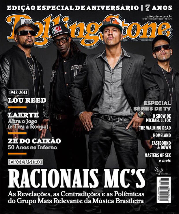Grupo de rap brasileiro Racionais foi capa da edição especial de 7 anos da Rolling Stone. Foto: Rerprodução