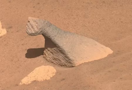 Pedra confundida com um braquiossauro NASA / DIVULGAÇÃO