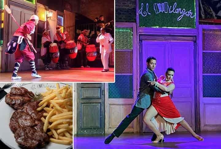 No restaurante El Milongón, o visitante pode assistir às apresentações de candombe, tango, milonga e folclore, os principais gêneros do Uruguai. Reprodução: Flipar