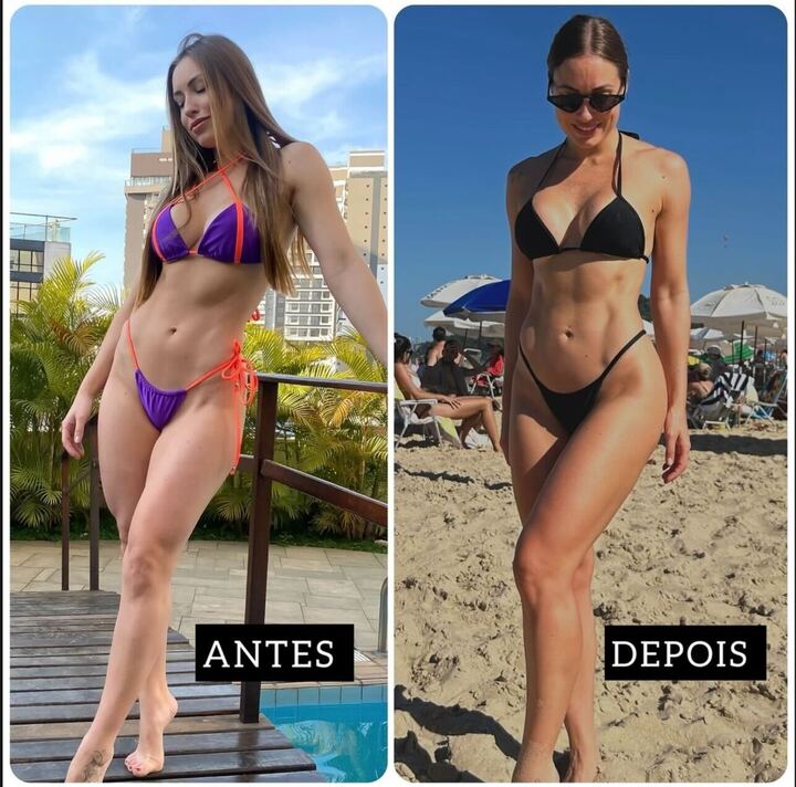 Antes e depois de Jéssica Mueller Reprodução: Instagram