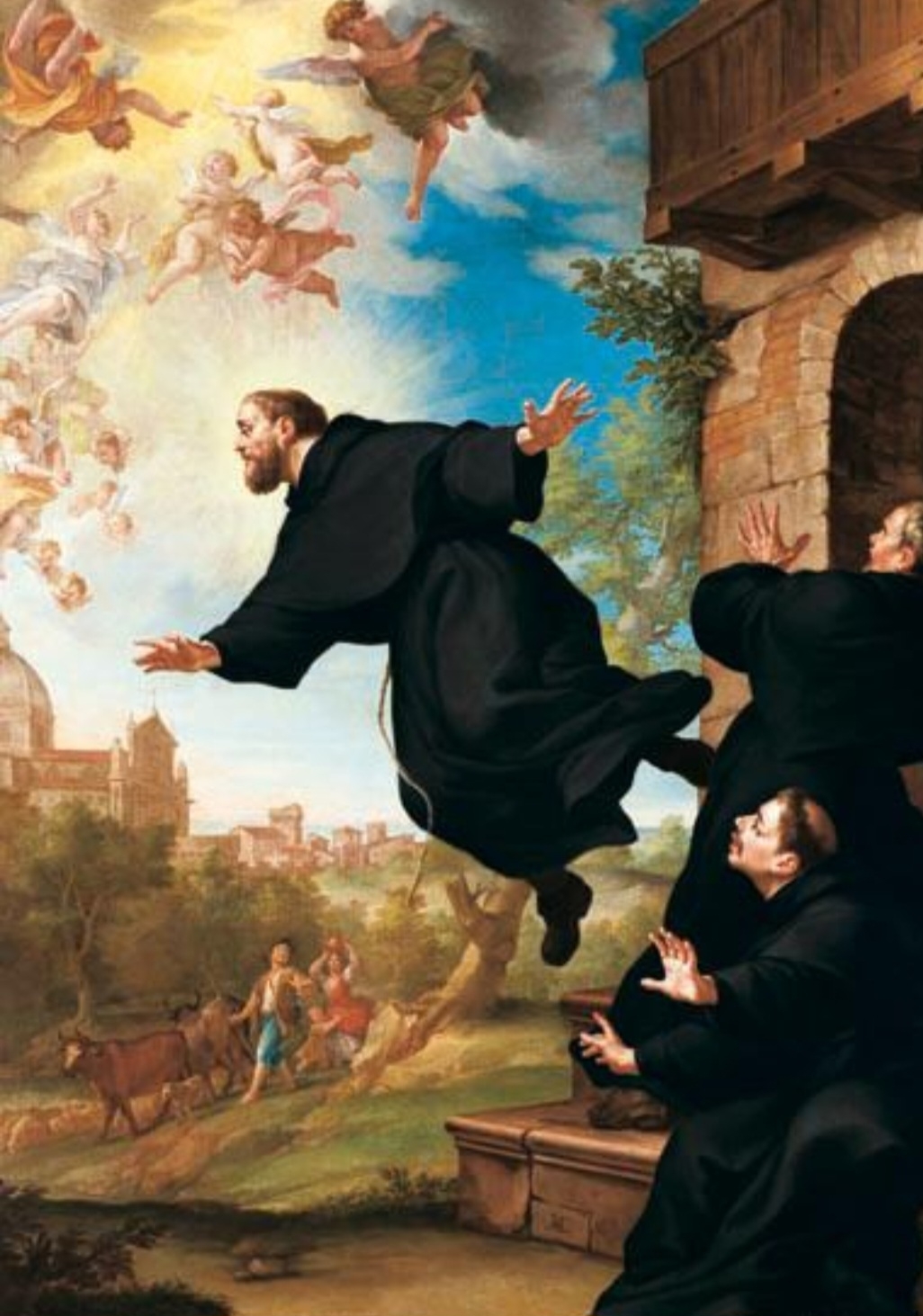 São José de Cupertino, segundo a Igreja Católica, teria o dom de voar. Isso aconteceu quando ele entrou em transe religioso e sobrevoou as pessoas em frente ao Papa Urbano VIII. Hoje, é o padroeiro dos pilotos.   Reprodução: Flipar