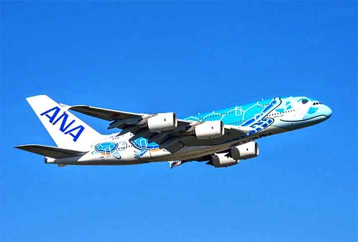 A ANA All Nippon Airways caiu de terceiro para quarto lugar, sendo ultrapassada pela árabe Emirates.  Fundada em 1952. Sediada em Tóquio, no Japão. Tem 260 aviões.  Reprodução: Flipar