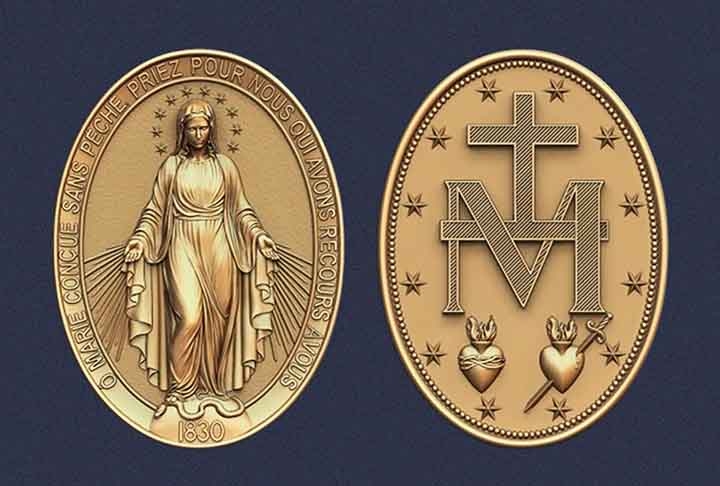De acordo com Labouré, Nossa Senhora apresentou a ela um modelo de medalha a ser cunhada como sinal de graças a serem alcançadas. Essa é a origem da medalha milagrosa, um dos principais símbolos de Nossa Senhora da Graça.
 Reprodução: Flipar