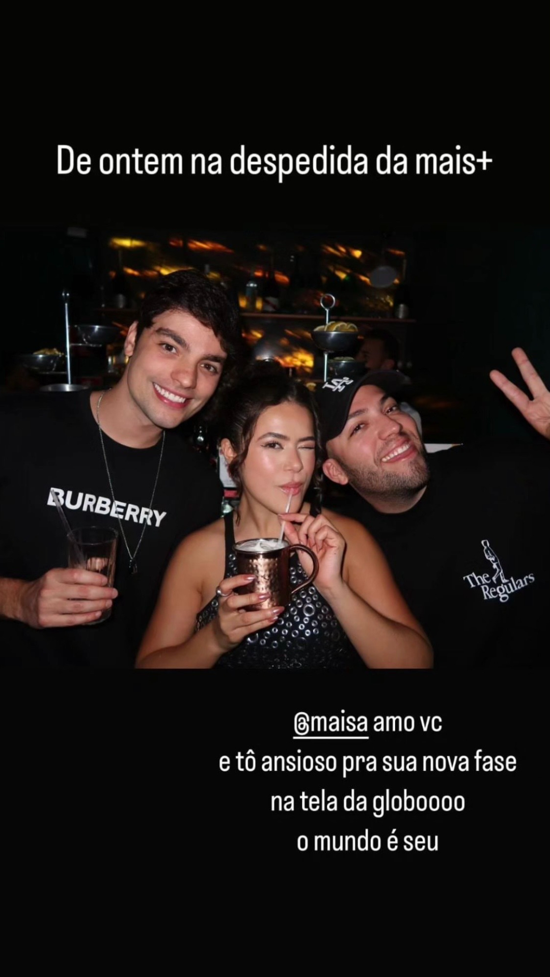 Maisa com o youtuber Lucas Rangel e o noivo dele, Lucas Bley Reprodução/Instagram