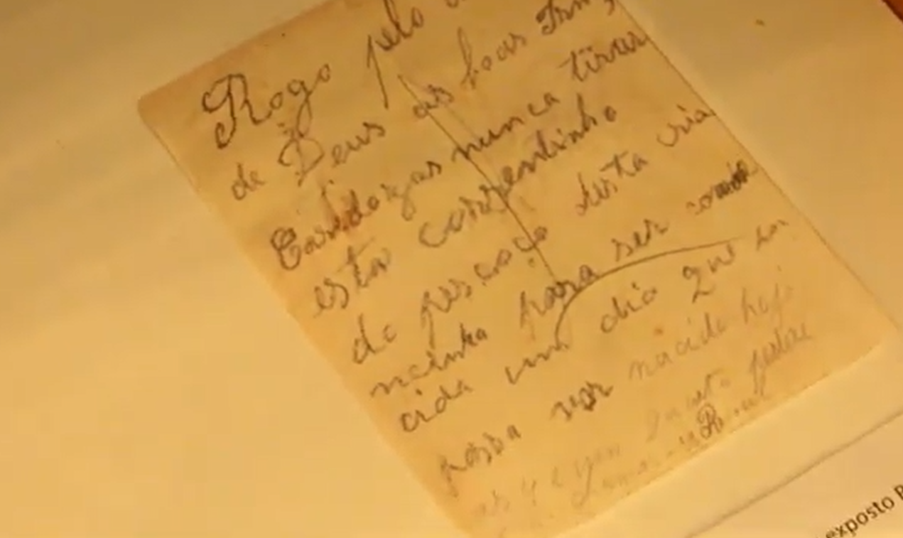 Carta exposta no museu. Foto: Reprodução