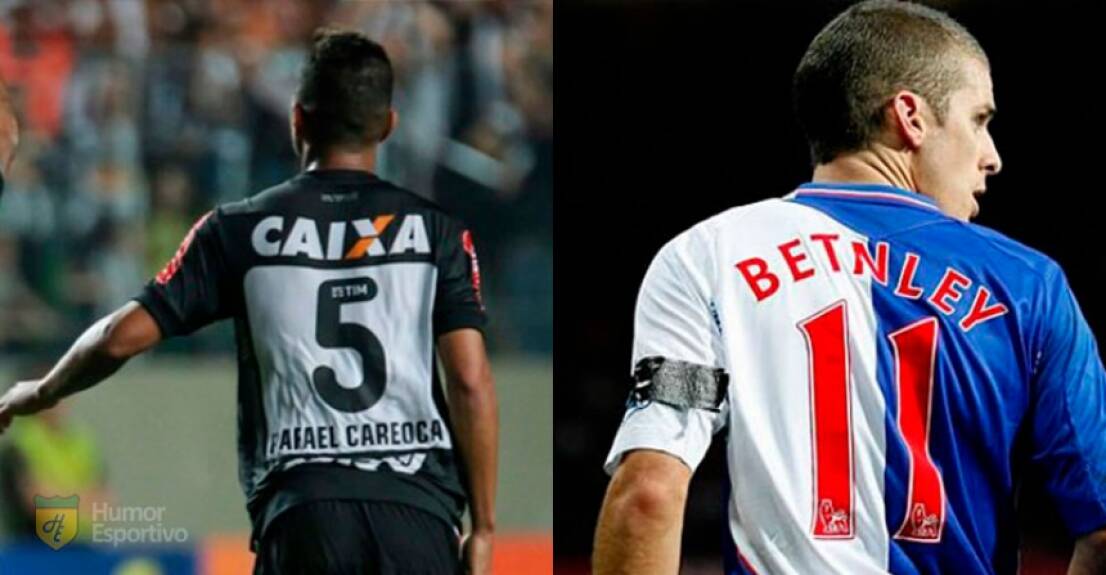 Gafes em camisas dos jogadores: Rafael Carioca virou Careoca e Bentley virou Betnley. Foto: Divulgação / Reprodução