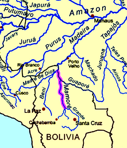 Este rio de planície foi nomeado como ‘Madeira’ porque seu nível varia de profundidade. Na época das chuvas, o seu volume sobe e provoca fortes enchentes em áreas de florestas. Assim, com a ação da erosão, pedaços de madeira caem no rio. Reprodução: Flipar