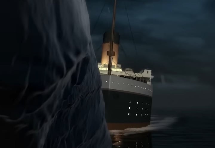 O Titanic, na época o maior e mais luxuoso navio do mundo, afundou no Atlântico Norte depois de bater em um iceberg em sua primeira viagem, de Southampton, na Inglaterra, para Nova York, nos Estados Unidos. Reprodução: Flipar