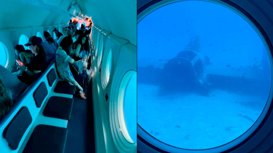 Diego Strutz e Roana Petri Celeste se encantaram com o passeio de submarino. Foto: Reprodução/Instagram 21.04.2023