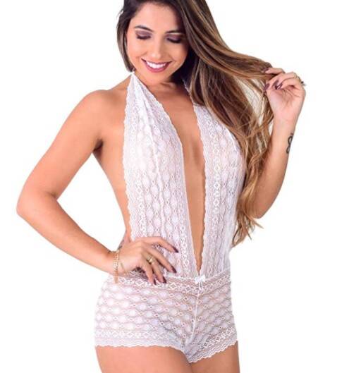 Body De Renda Com Caleçon E Decote
Preço: R$ 35,58. Foto: Reprodução/Amazon