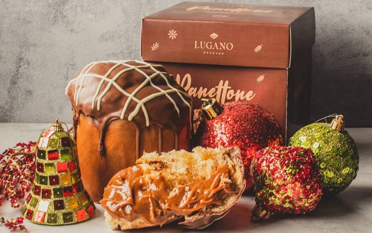 A Chocolate Lugano criou o panetone trufado de doce de leite, que tem o preço sugerido de R$ 79,90 e pode ser encontrado na loja virtual da empresa. Foto: Divulgação/Lugano