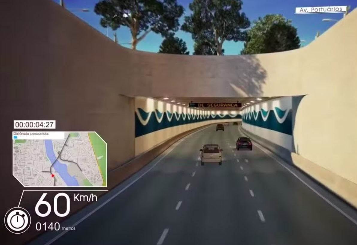 Segundo o comunicado do Governo de São Paulo, o túnel vai encurtar o tempo de viagem entre as duas cidades em aproximadamente 50 minutos. Reprodução: Flipar