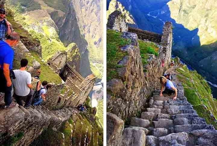 Escadaria das Lajes, Machu Picchu, Peru: Cerca de 1.600 degraus de pedra levam ao santuário inca, criado no século XV. O acesso é feito por trilhas e guarda importância arqueológica e espiritual incomparável.
 Reprodução: Flipar