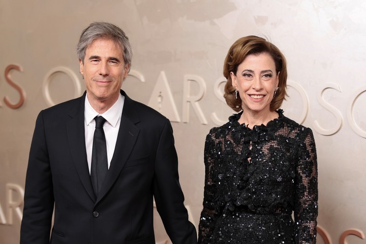 Walter Salles e Fernanda Torres no Oscar 2025.. Foto: Reprodução