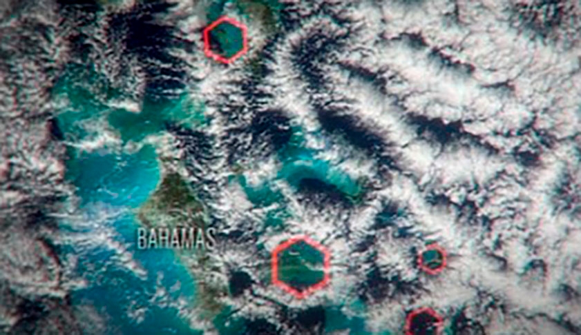 Cientistas apontam que a região do Triângulo das Bermudas tem nuvens hexagonais, que têm o poder de causar chuva mais forte e imprevisível. Mas isso é considerado normal pelos especialistas.   Reprodução: Flipar