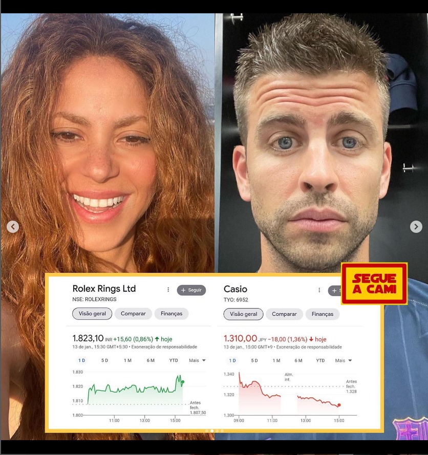 Shakira Piqué ações. Foto: Reprodução / Instagram