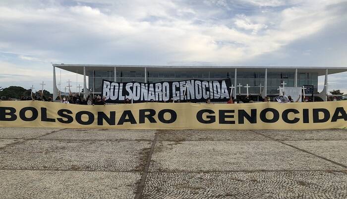 Protesto contra o presidente Jair Bolsonaro em Brasília. Foto: Reprodução/Twitter