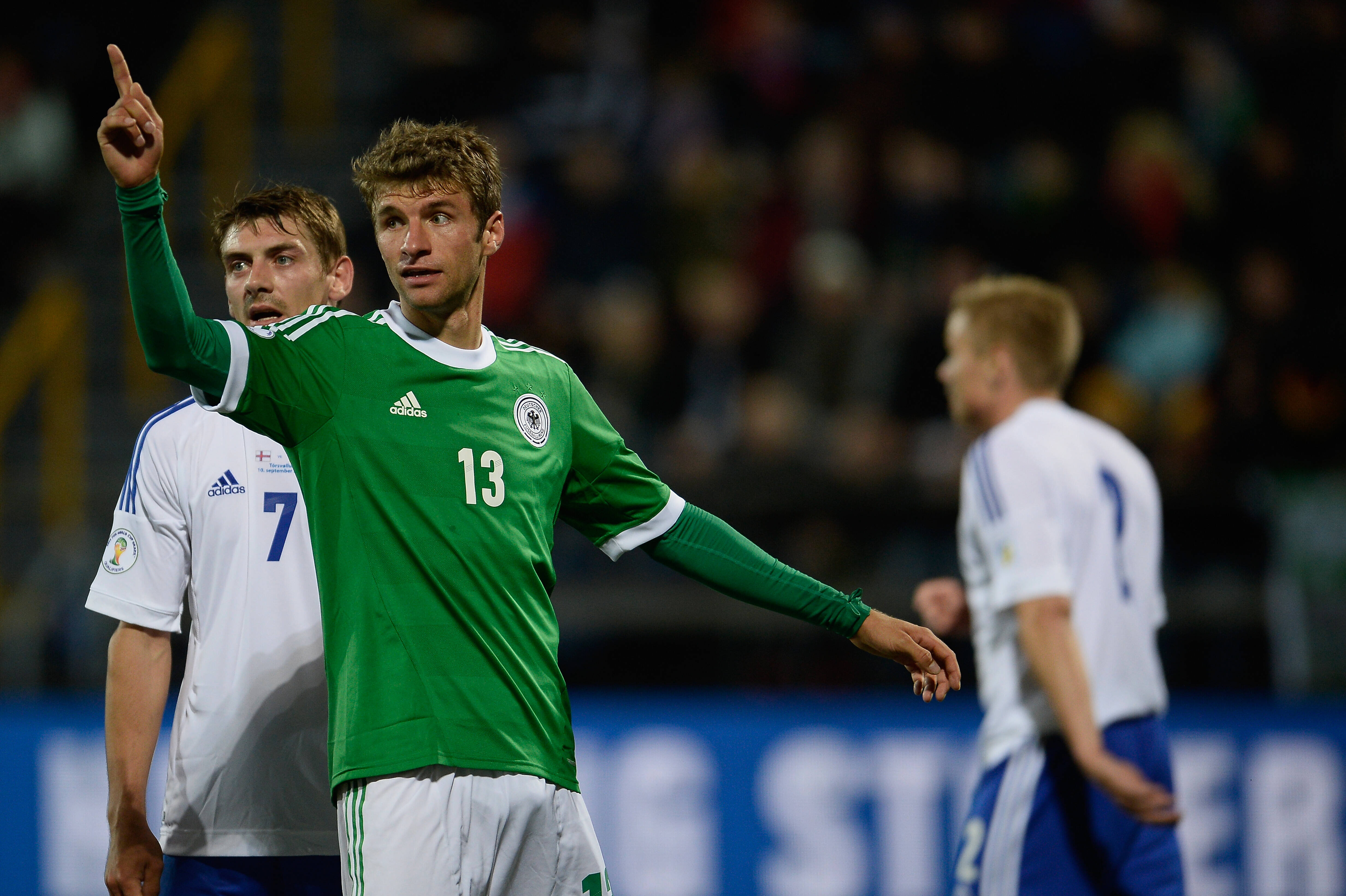 Thomas Müller em ação pela seleção alemã contra as Ilhas Faroe Getty Images