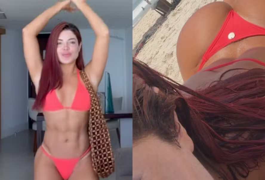 Gkay renova bronzeado e exibe bumbum em na praia no Rio. Foto: Instagram