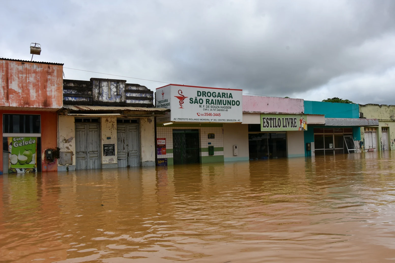 Rio Acre chegou a marca de 15,56 metros nesta quarta-feira (28) Geanfranco Aguiar/Prefeitura de Brasiléia