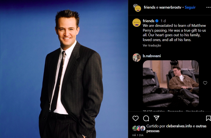 Os perfis oficiais da série e da Warner Bros TV nas redes sociais prestaram homenagens ao ator.