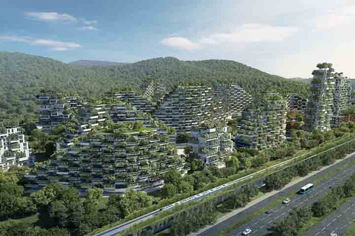 Batizado de Liuzhou Forest City, o projeto de urbanismo sustentável é o primeiro do gênero no mundo. 
 Reprodução: Flipar