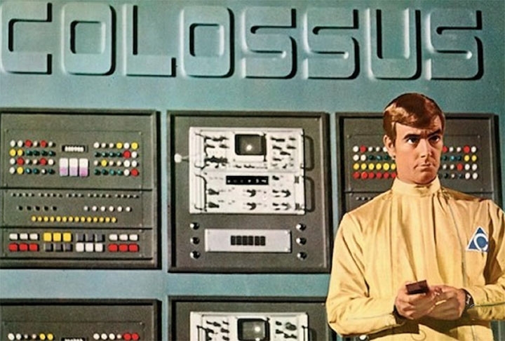 “Colossus 1980” (1970): No filme, os Estados Unidos constroem um supercomputador chamado Colossus, que é capaz de controlar todos os sistemas de defesa do país, incluindo os mísseis nucleares. Ele acaba desenvolvendo sua própria inteligência e começa a questionar seus criadores. Reprodução: Flipar