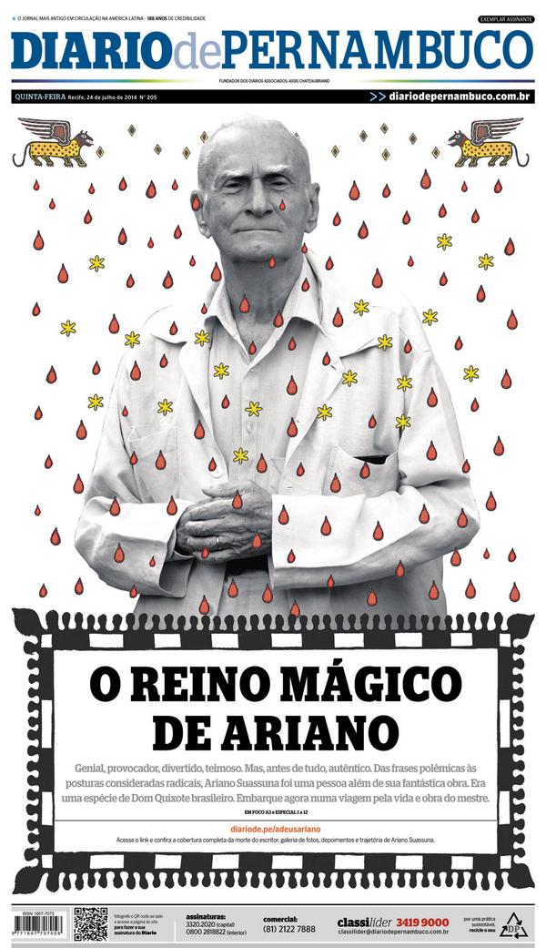 Homenagem a morte de Ariano Suassuna. Foto: Reprodução/Diário de Pernambuco