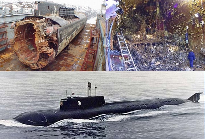 Submarino russo Kursk (2000): O Kursk (K-141) foi um submarino nuclear pertencente à Classe Oscar II da Marinha Russa que afundou em 12 de agosto de 2000, matando seus 118 tripulantes. Reprodução: Flipar