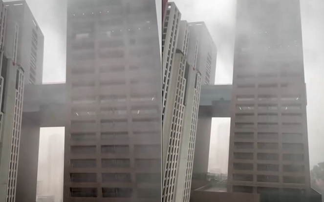Chuva sendo filmada por morador de São Paulo. Foto: Reprodução/CET