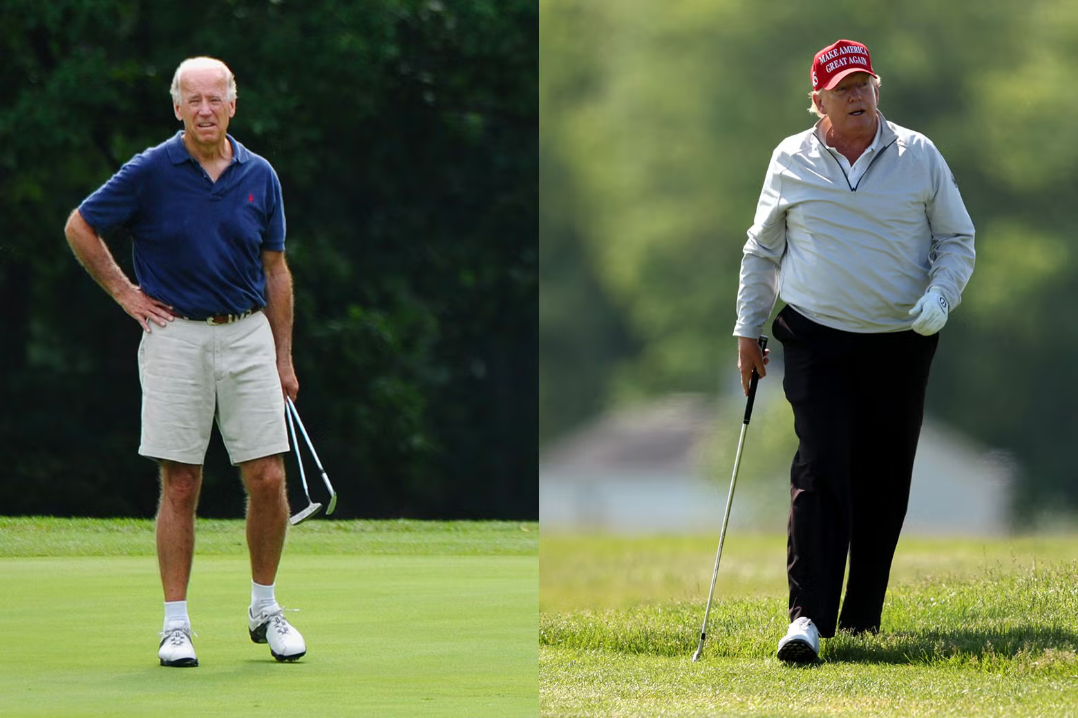Biden e Trump jogando golfe Reprodução
