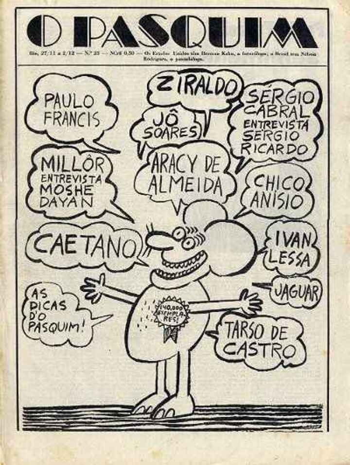 No auge da Ditadura Militar, foi uma das personalidades à frente de “O Pasquim”, semanário que marcou época no jornalismo brasileiro pelo sarcasmo e críticas ao governo e aos costumes da época.
 Reprodução: Flipar