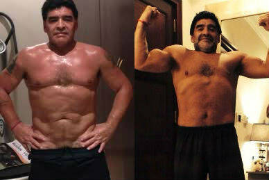 Maradona em boa forma em 2014, em fotos que ele publicou na internet. Foto: AP