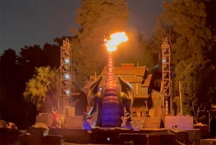 O fogo começou durante show com água e fogos de artifícios no parque temático.