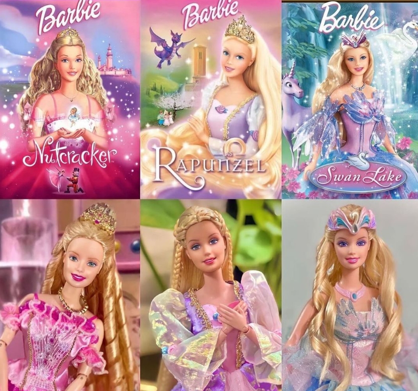 Uma publicação que chamou a atenção é a das Barbies de Quebra-Nozes, Rapunzel e Lago dos Cisnes.  Reprodução: Flipar