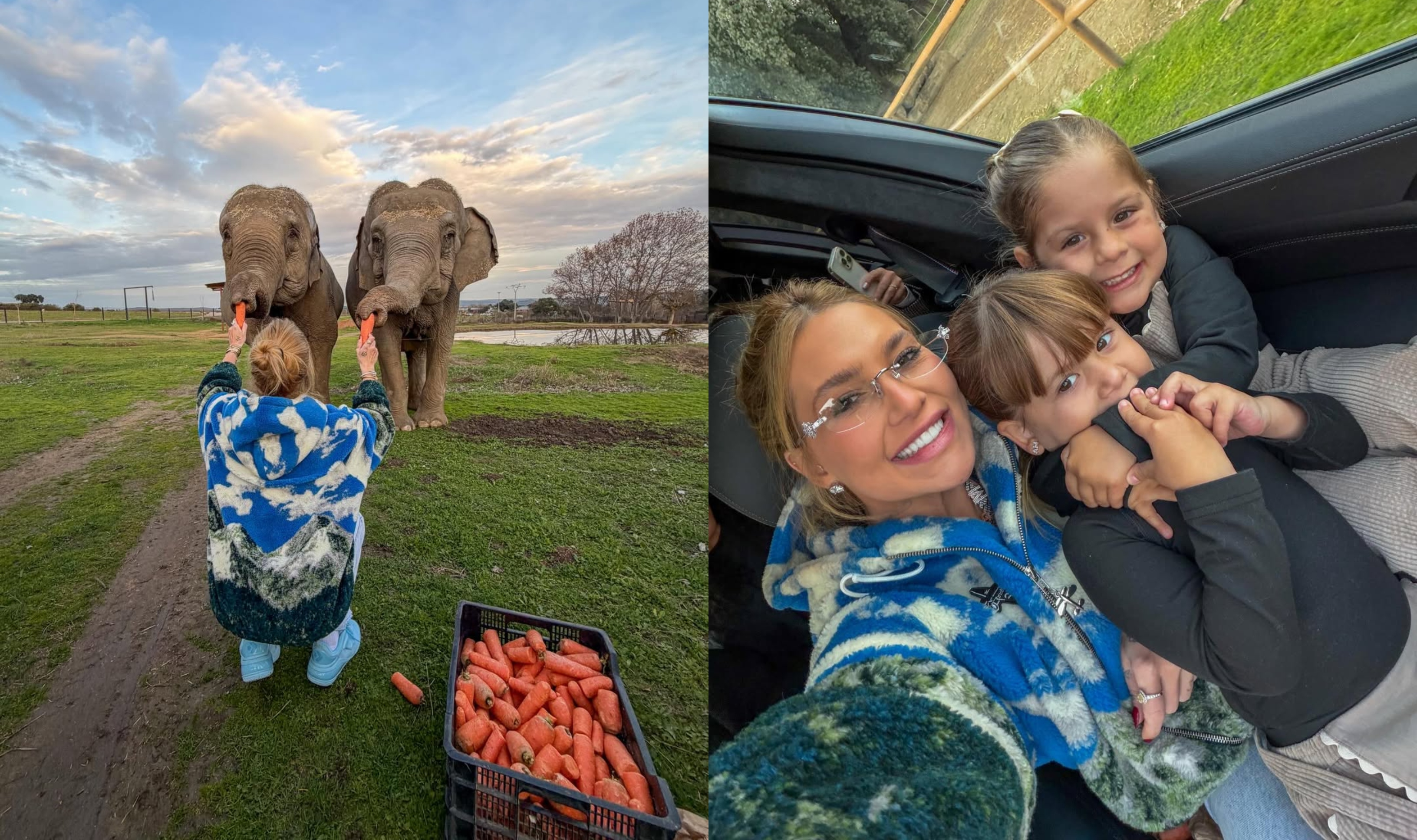 Virgínia Fonseca dando comida aos animais e com as duas filhas Maria Flor e Maria Alice. Foto: Reprodução das Redes Sociais