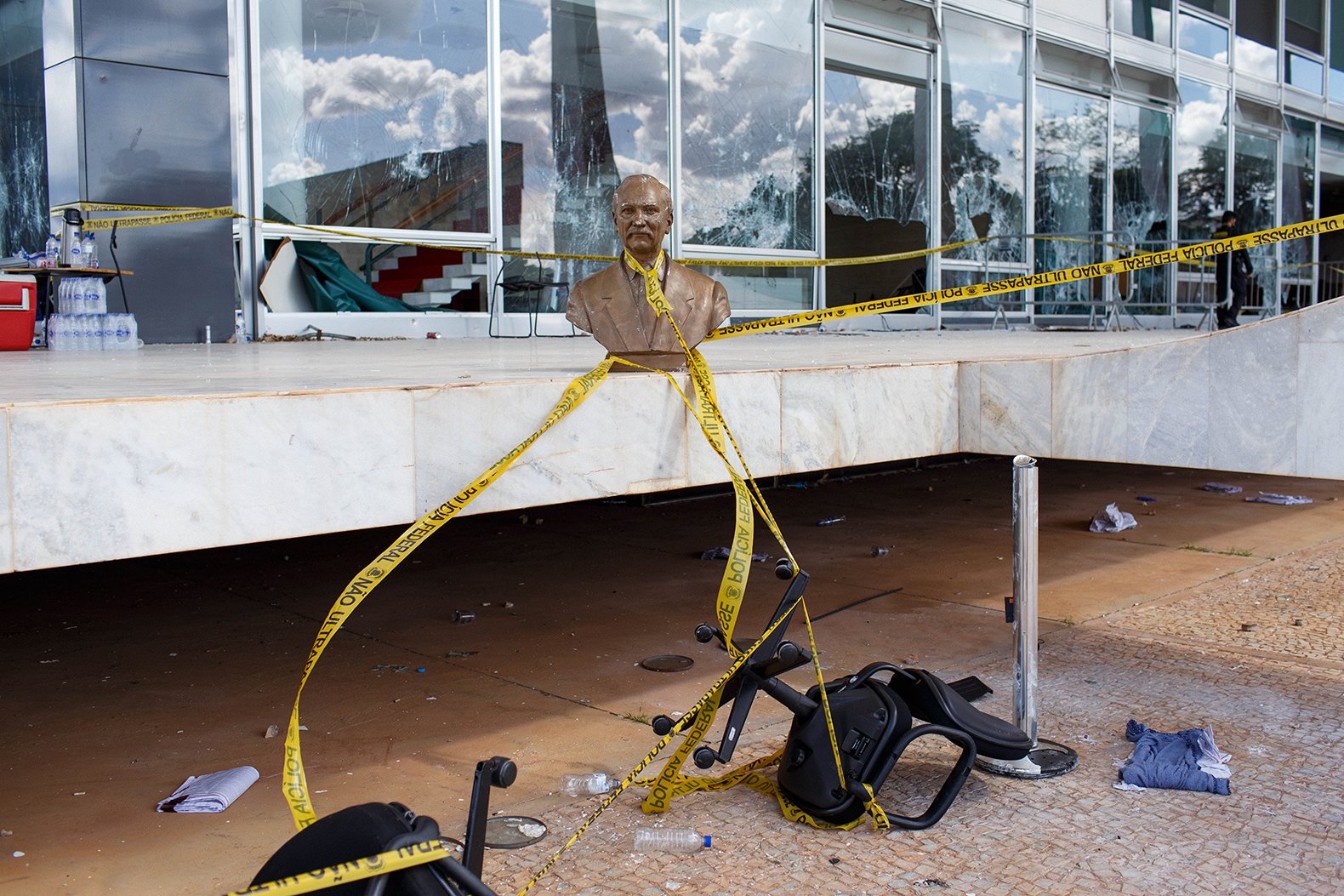 Danos causados na sede do Supremo Tribunal Federal, em Brasília (11/01/2023). Foto:  Mariana Alves/Iphan