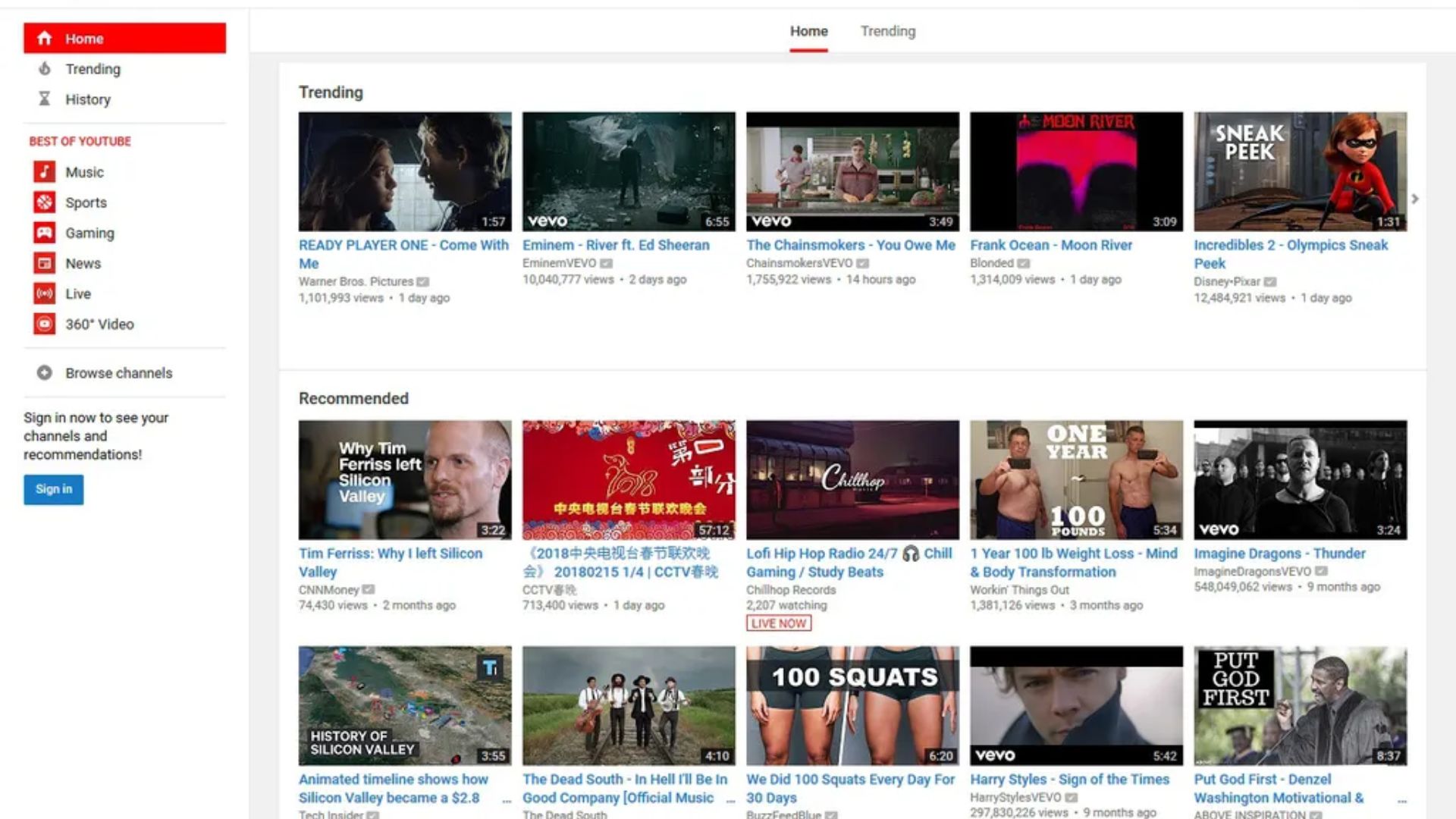 Imagens do Youtube 2018. Foto: Reprodução/Web Design Museum