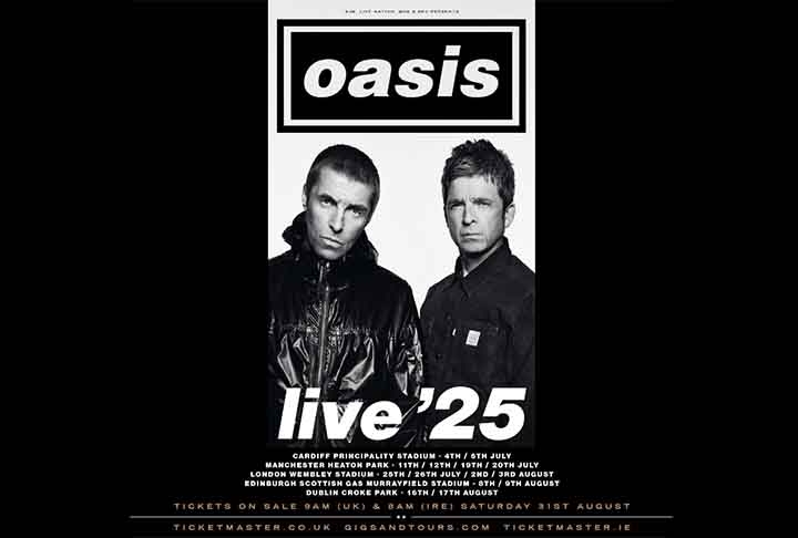 A banda de rock, encabeçada pelos irmãos Liam e Noel Gallagher, divulgou inicialmente as datas de 14 shows da turnê “Oasis Live 25”. 
 Reprodução: Flipar