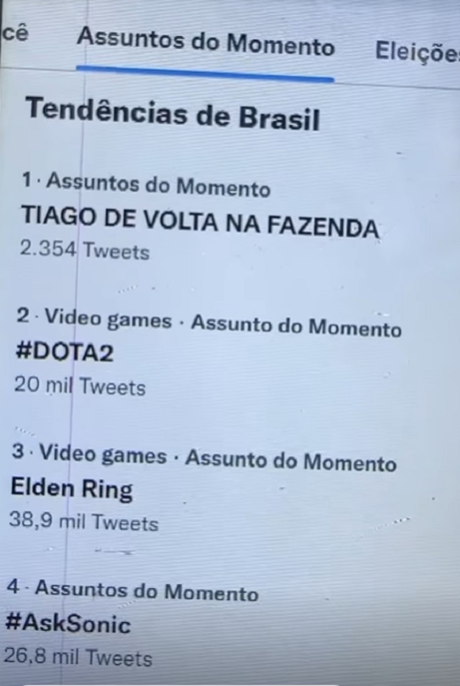 Hashtag 'Tiago de Volta na Fazenda' ficou em primeiro lugar nos trending topics do Twitter.. Foto: Reprodução/Instagram 14.11.2022