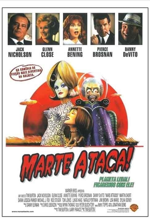 “Marte Ataca!” combina comédia e ficção científica. Sua estreia ocorreu em 1996 e a direção ficou por conta de Tim Burton. A narrativa mostra uma ocupação de marcianos na Terra. 